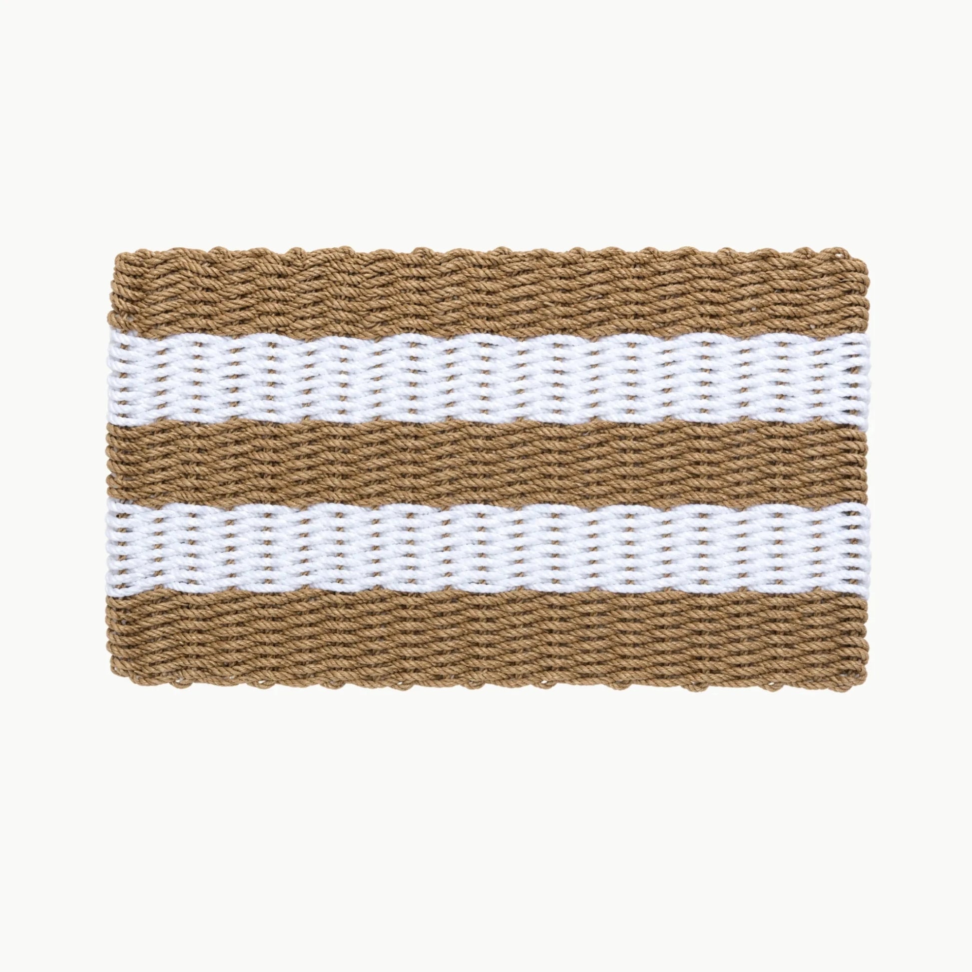 Lolli's Loops Heritage Collection Marine Rope Doormat - Tan & White, All-Weather - Lollis Loops