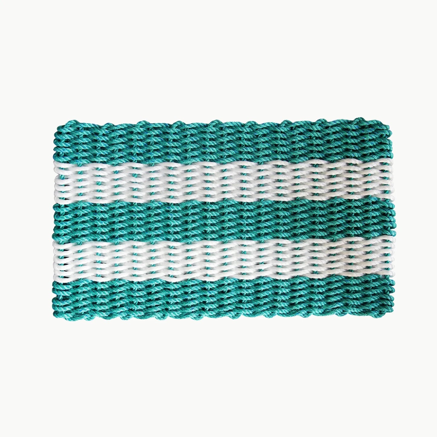 Lolli's Loops Heritage Collection Marine Rope Doormat - Teal & White, All-Weather - Lollis Loops