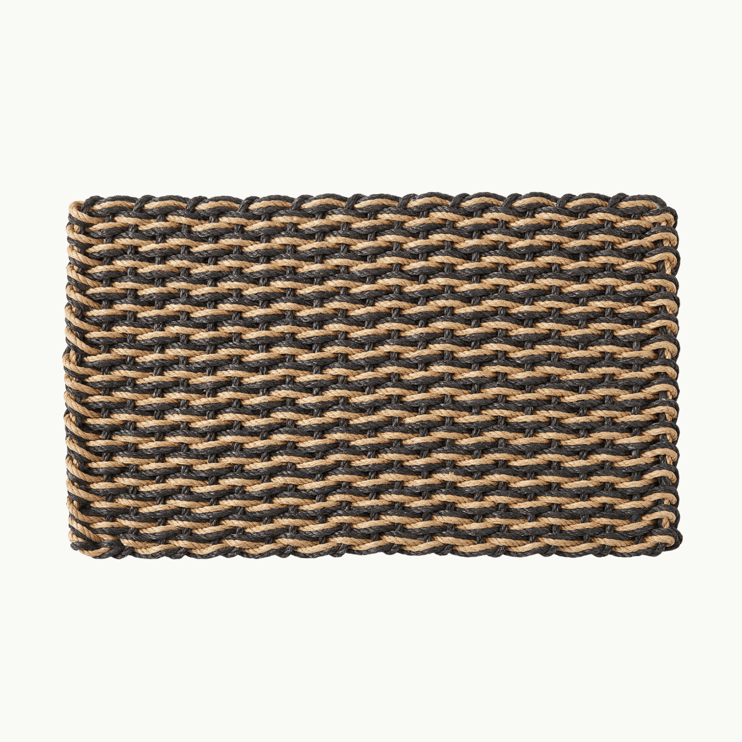 Lolli's Loops Limited (Double Weave) Edition Marine Rope Doormat - Black & Tan, All-Weather - Lollis Loops