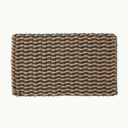 Lolli's Loops Limited (Double Weave) Edition Marine Rope Doormat - Black & Tan, All-Weather - Lollis Loops