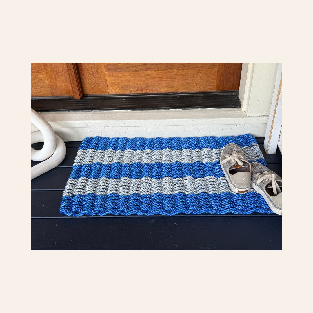 Lolli's Classic Blue & Gray Lobster Rope Doormat | Unmatched Durability & Coastal Style