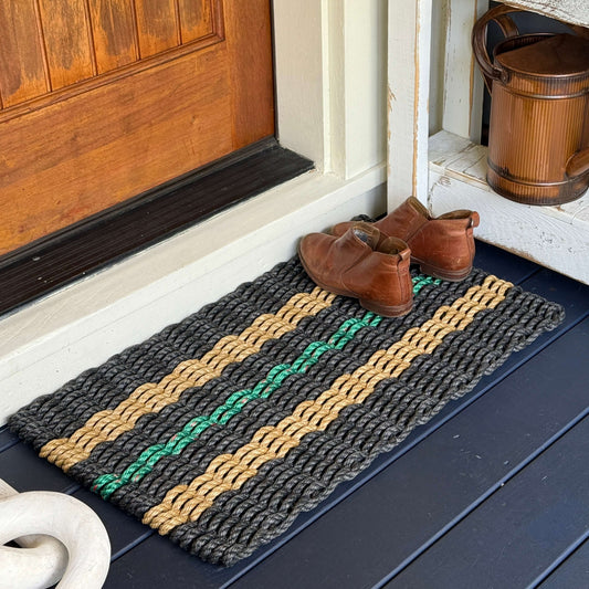 Black and Tan Classic+ Doormat with Green Accent – Coastal Joy