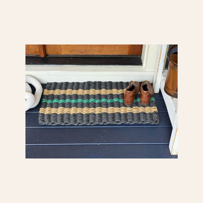 Lolli's Classic+ Black, Tan & Green Lobster Rope Doormat | Unmatched Durability & Coastal Style