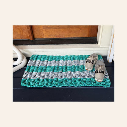 Lolli's Classic Teal & Gray Lobster Rope Doormat | Unmatched Durability & Coastal Style