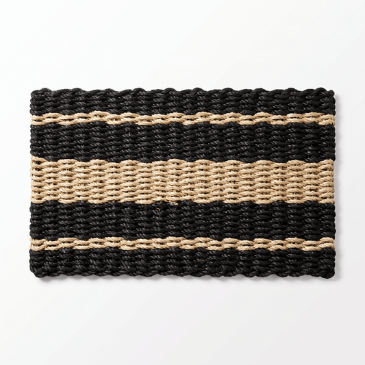 Lolli's Loops Heritage Collection Marine Rope Doormat - Black & Tan, All-Weather - Lollis Loops