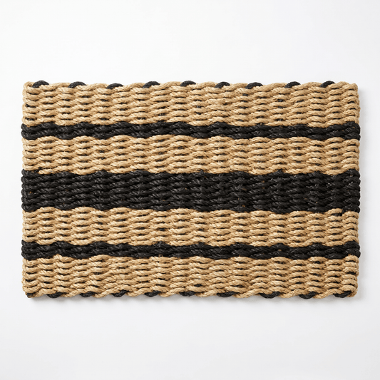 Lolli's Loops Heritage Collection Marine Rope Doormat - Tan & Black, All-Weather - Lollis Loops