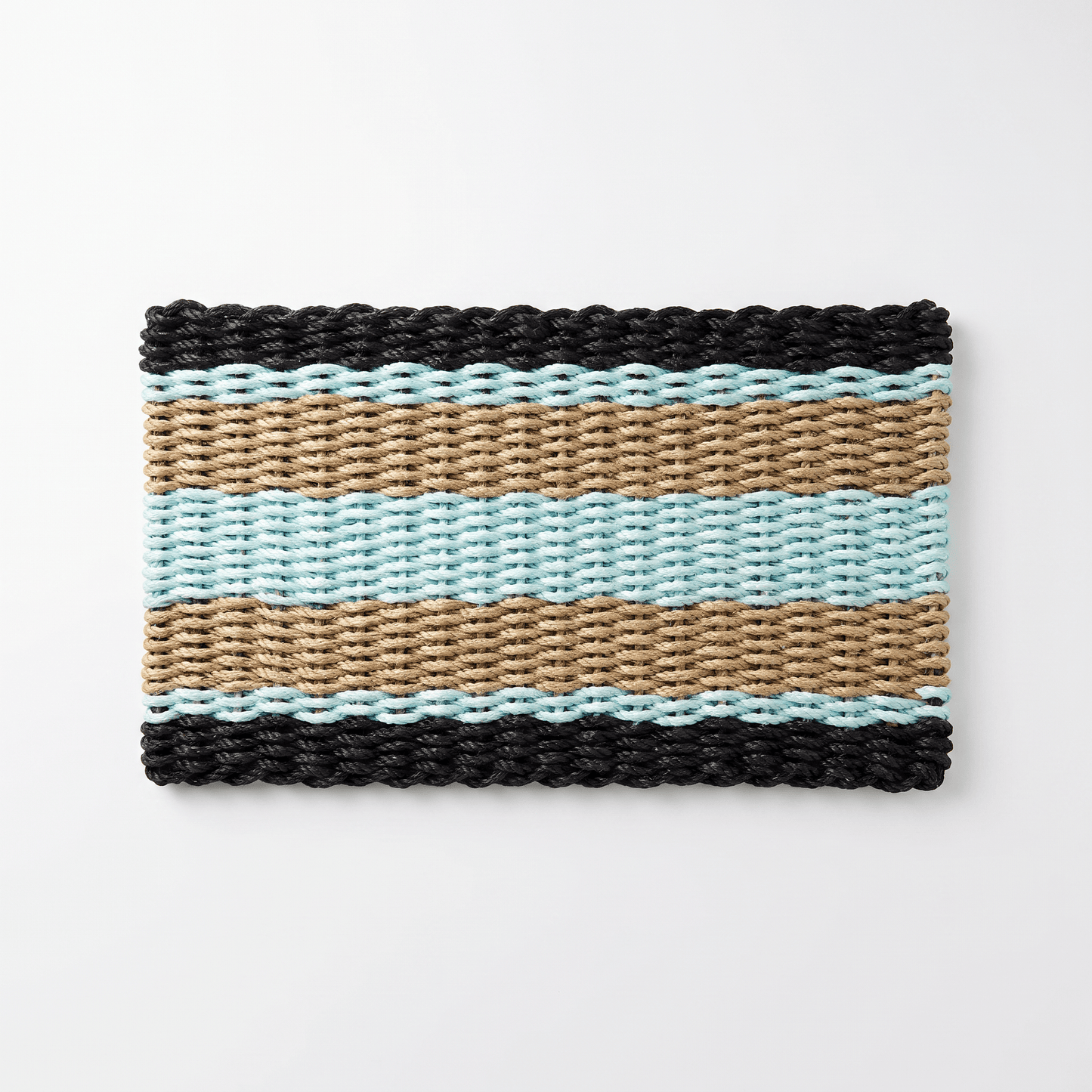 Lolli's Loops Heritage Collection Marine Rope Doormat - Black, Tan & Seafoam, All-Weather - Lollis Loops