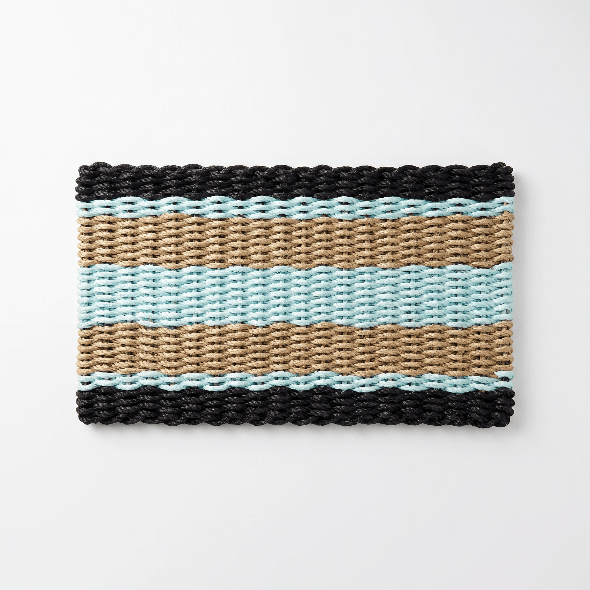 Lolli's Loops Heritage Collection Marine Rope Doormat - Black, Tan & Seafoam, All-Weather - Lollis Loops