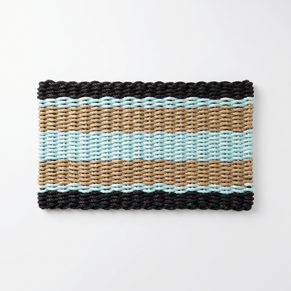 Lolli's Loops Heritage Collection Marine Rope Doormat - Black, Tan & Seafoam, All-Weather - Lollis Loops