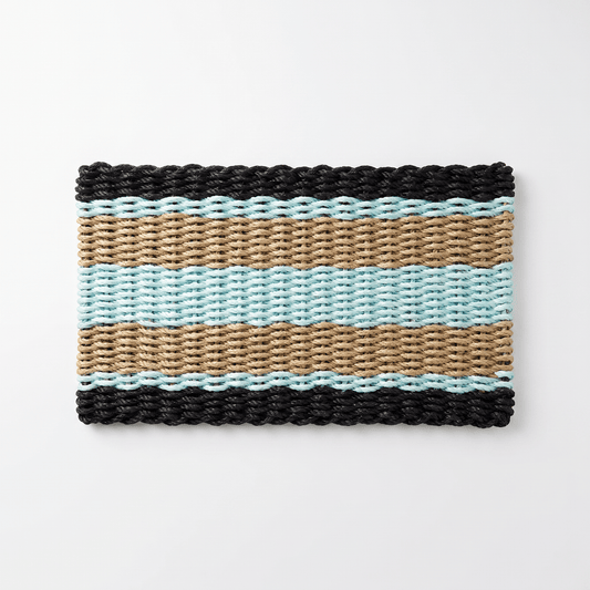 Lolli's Loops Heritage Collection Marine Rope Doormat - Black, Tan & Seafoam, All-Weather - Lollis Loops