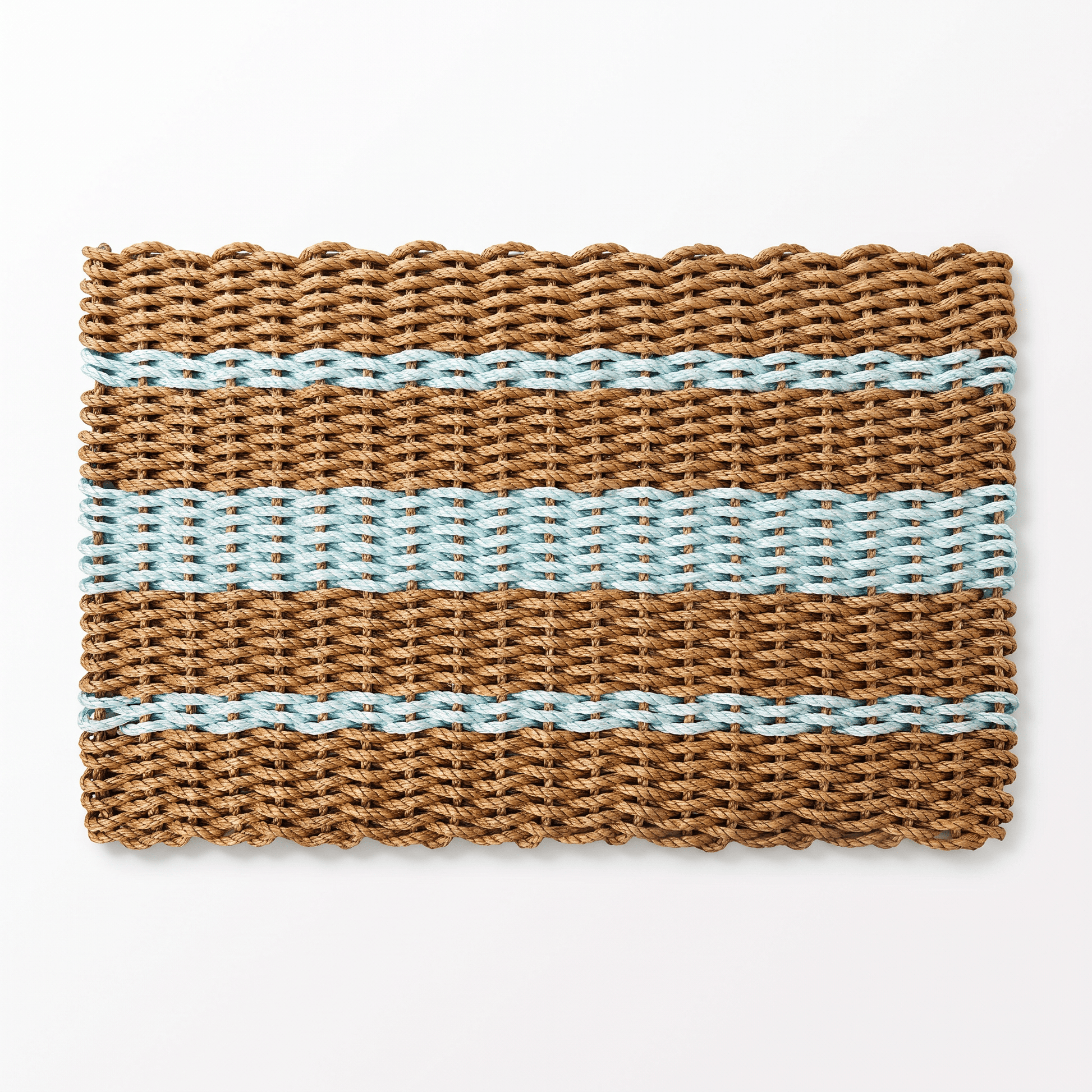 Lolli's Loops Heritage Collection Marine Rope Doormat - Tan & Seafoam, All-Weather - Lollis Loops