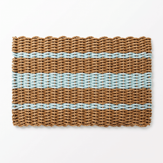 Lolli's Loops Heritage Collection Marine Rope Doormat - Tan & Seafoam, All-Weather - Lollis Loops