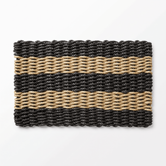 Lolli's Loops Heritage Collection Marine Rope Doormat - Black & Tan, All-Weather - Lollis Loops