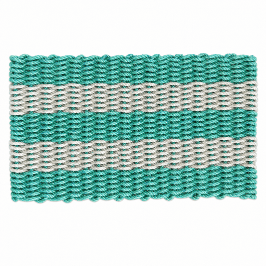 Lolli's Loops Heritage Collection Marine Rope Doormat - Teal & Gray, All-Weather - Lollis Loops
