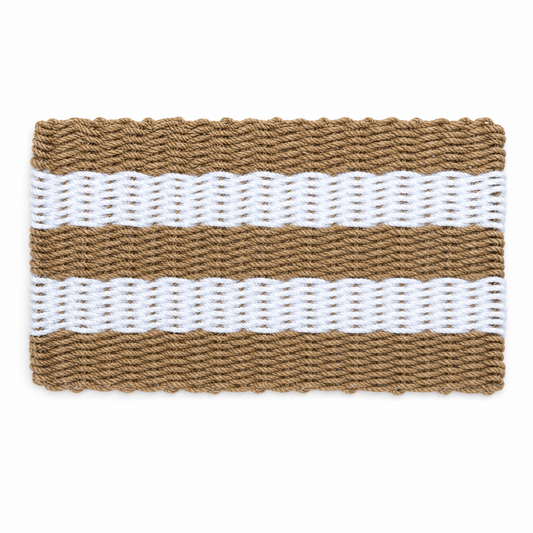 Lolli's Loops Heritage Collection Marine Rope Doormat - Tan & White, All-Weather - Lollis Loops