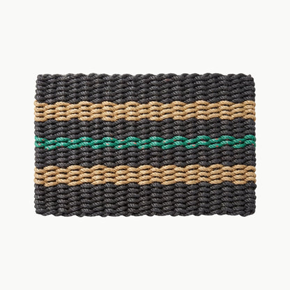 Lolli's Loops Signature Stripe Collection Marine Rope Doormat - Black, Tan & Green, All-Weather - Lollis Loops