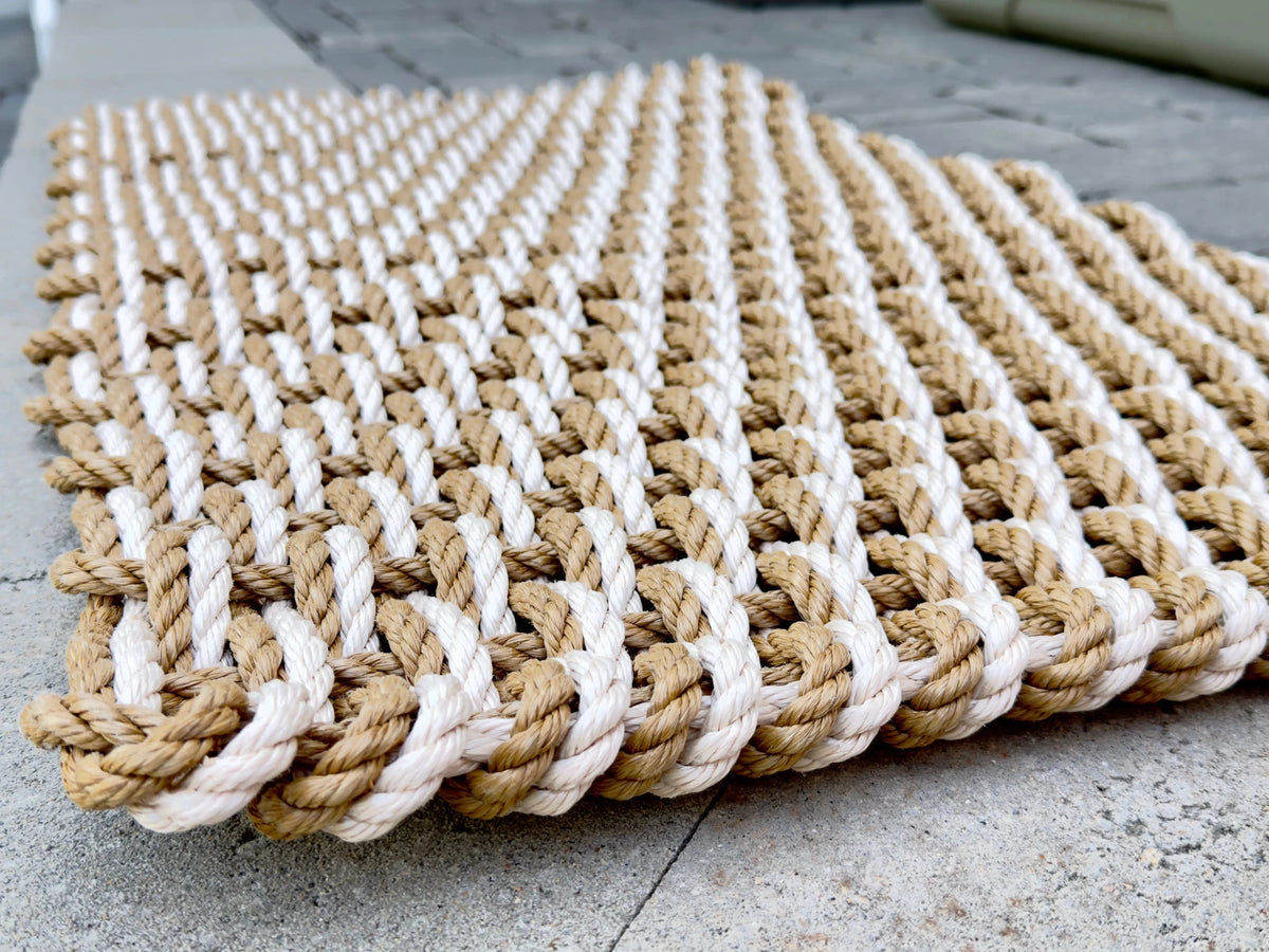 Tan & Sand Double Weave Lobster Rope Doormat - Lolli's Loops