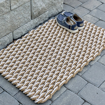 Tan & Sand Double Weave Lobster Rope Doormat - Lolli's Loops