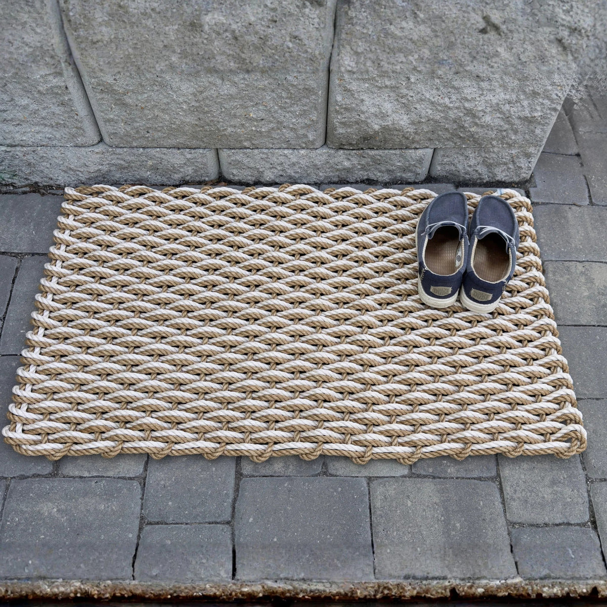 Tan & Sand Double Weave Lobster Rope Doormat - Lolli's Loops