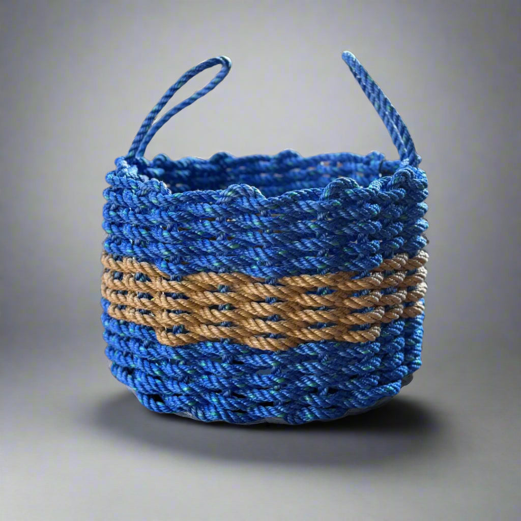 Blue and Tan Lobster Rope Basket