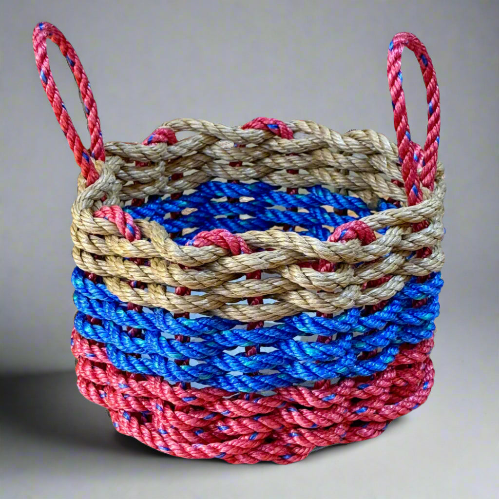 Red, Blue and Tan Rope Basket