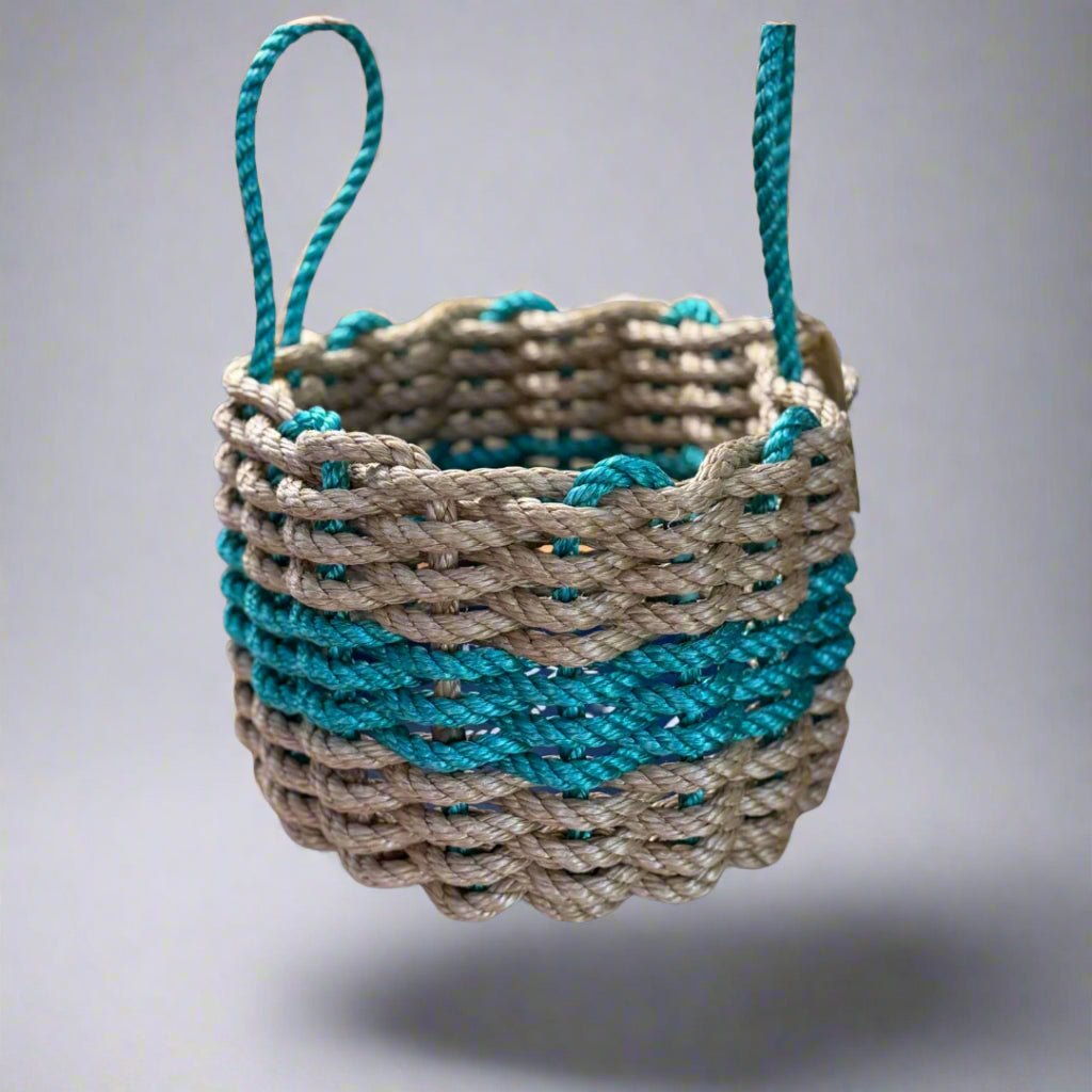 Lobster Rope Basket-Tan and Teal