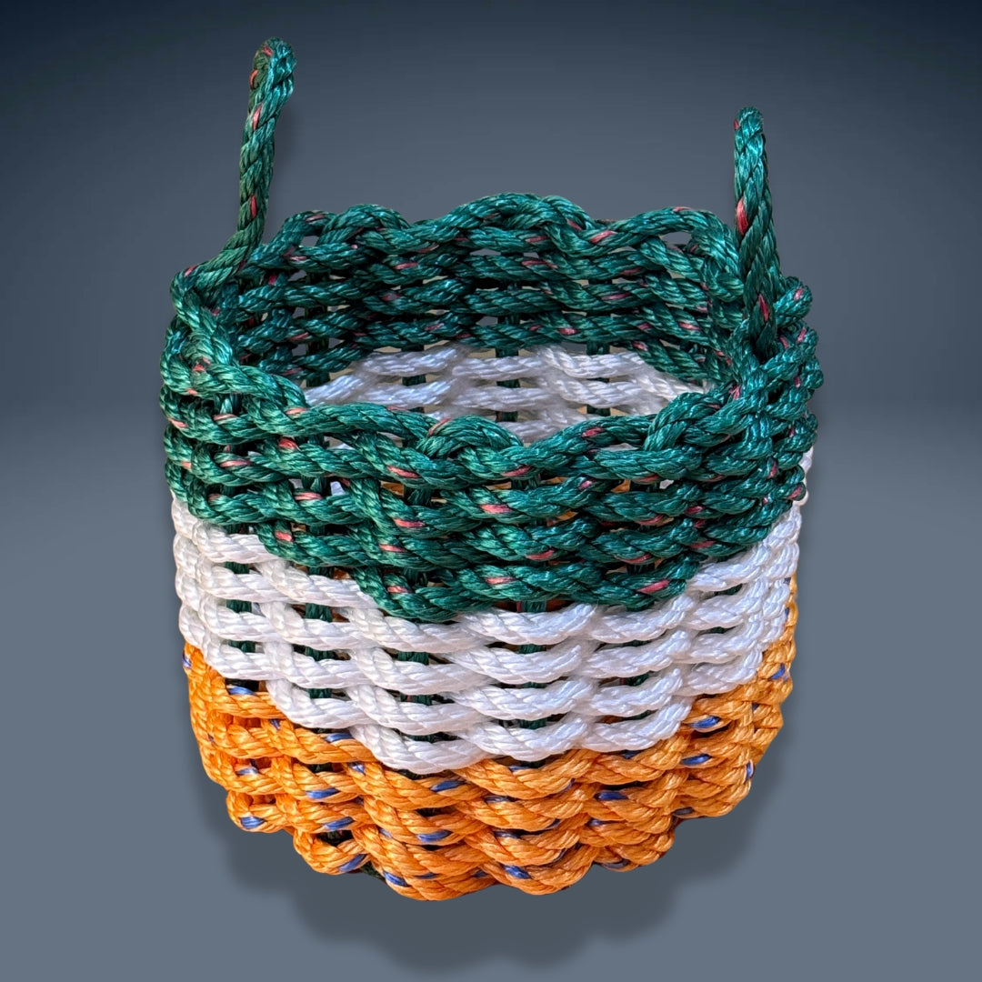 Gold, White and Green Lobster Rope Basket