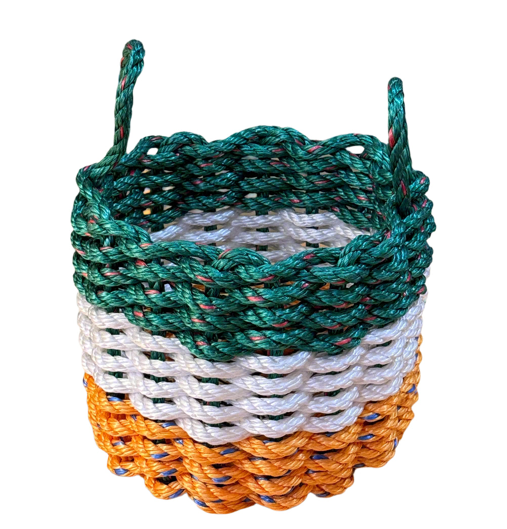 Green, White and Orange Rope Basket