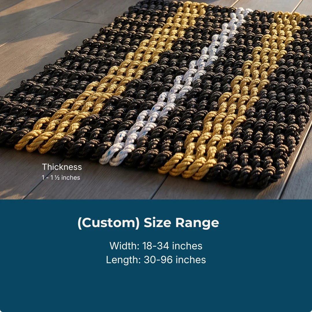 Black, Tan and Gray Signature Stripe Rope Doormat - Lollis Loops
