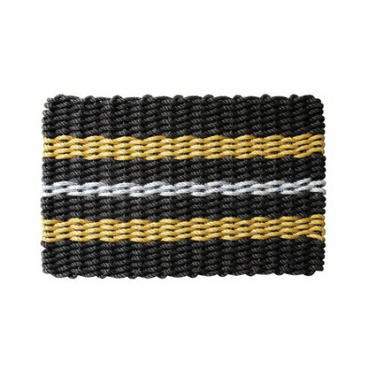 Black, Tan and Gray Signature Stripe Rope Doormat - Lollis Loops