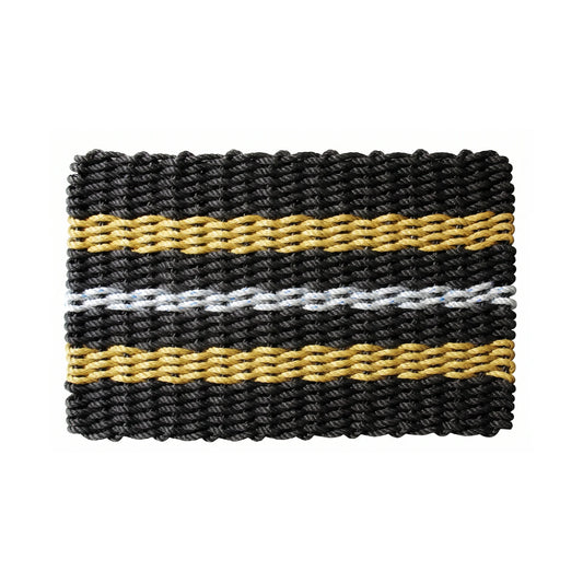 Black, Tan and Gray Signature Stripe Rope Doormat - Lollis Loops