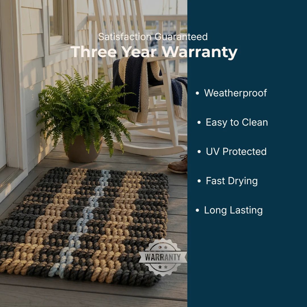 Black, Tan and Gray Signature Stripe Rope Doormat - Lollis Loops
