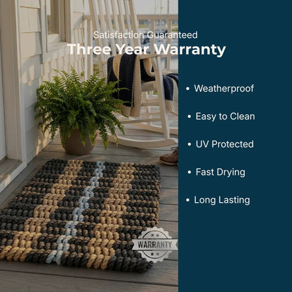 Black, Tan and Gray Signature Stripe Rope Doormat - Lollis Loops