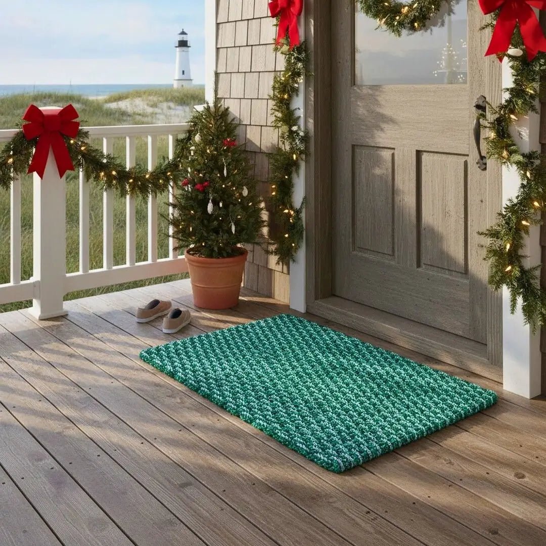 Limited Edition Double Weave Doormat - Green and Gray - Lollis Loops