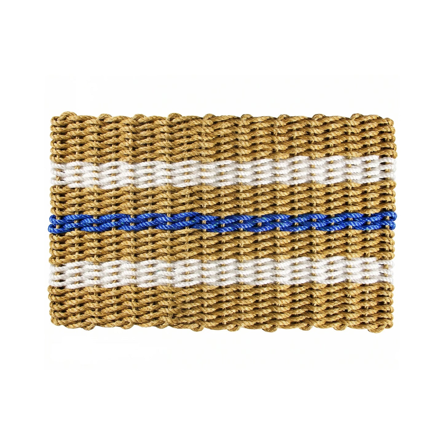 Tan, White and Blue Signature Stripe Rope Doormat - Lollis Loops