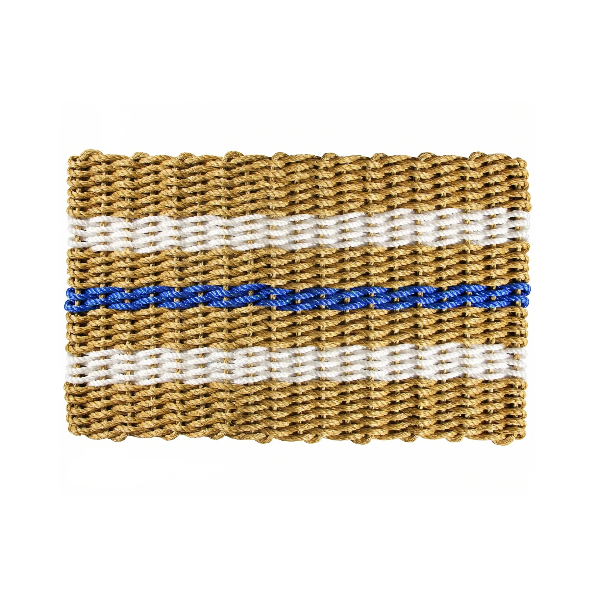 Tan, White and Blue Signature Stripe Rope Doormat - Lollis Loops
