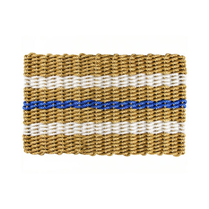 Tan, White and Blue Signature Stripe Rope Doormat - Lollis Loops