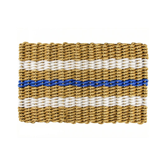 Tan, White and Blue Signature Stripe Rope Doormat - Lollis Loops