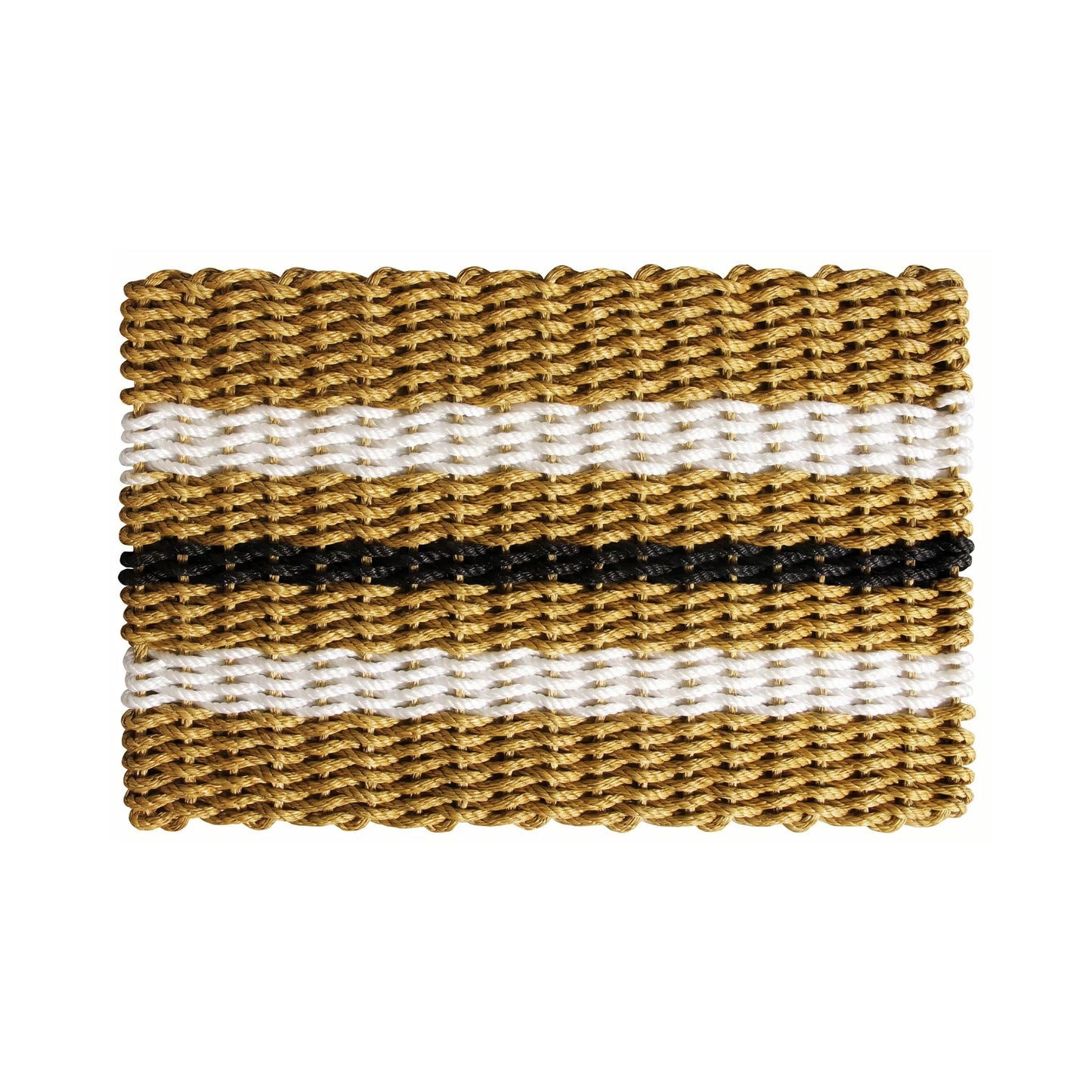 Tan, White and Black Signature Stripe Rope Doormat - Lollis Loops