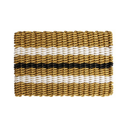 Tan, White and Black Signature Stripe Rope Doormat - Lollis Loops