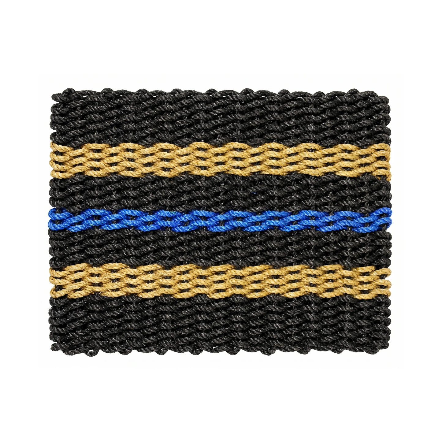 Black, Tan and Blue Signature Stripe Rope Doormat - Lollis Loops