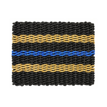 Black, Tan and Blue Signature Stripe Rope Doormat - Lollis Loops