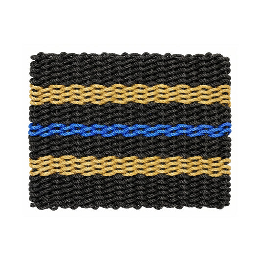 Black, Tan and Blue Signature Stripe Rope Doormat - Lollis Loops