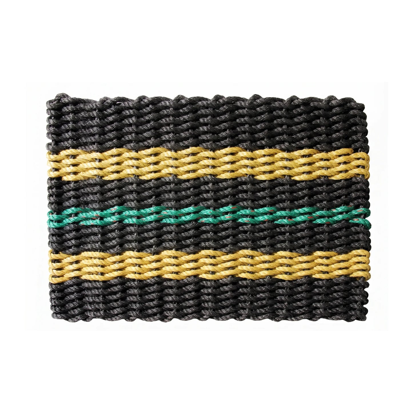 Black, Tan and Green Signature Stripe Rope Doormat - Lollis Loops