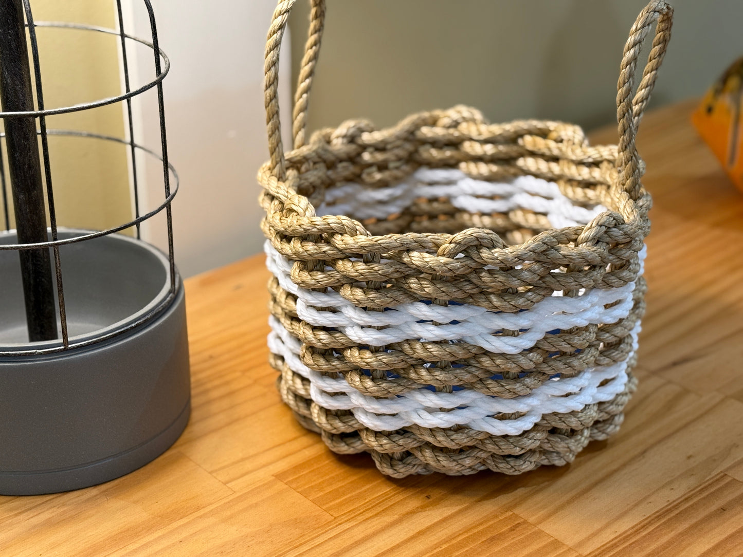 Tan and White Rope Basket