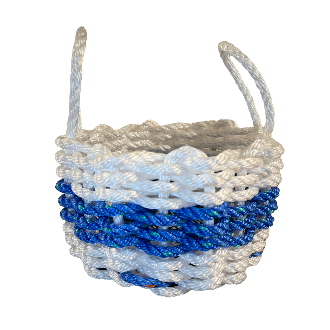 White and Blue Rope Basket